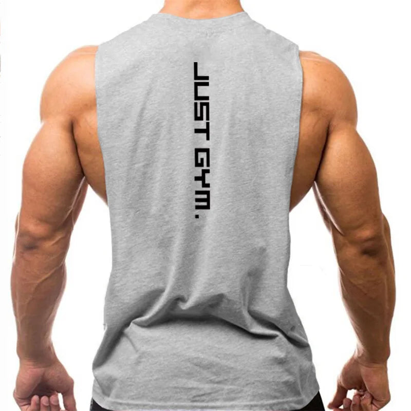 Brand Just Gym Clothing Fitness Mens Sides Cut Off T-shirts Dropped Armholes Bodybuilding Tank Tops Workout Sleeveless Vest