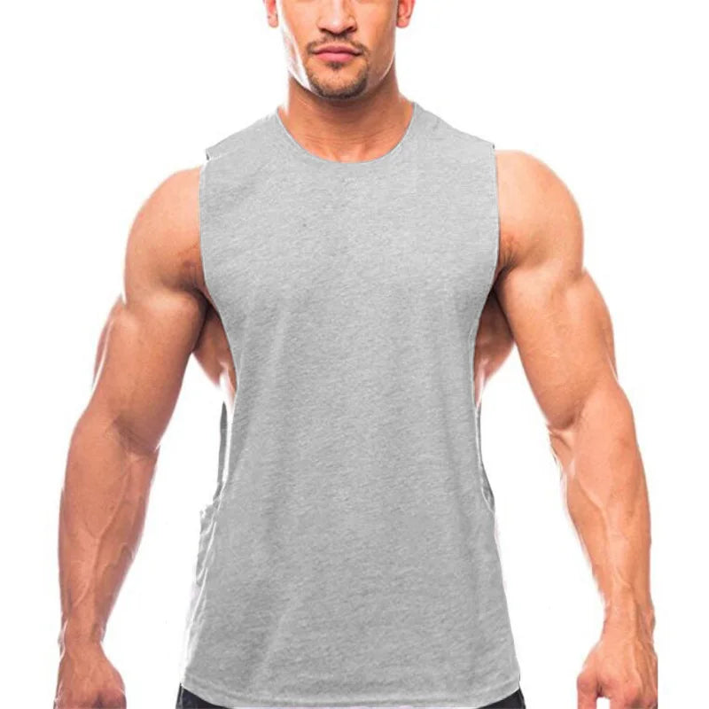 Brand Just Gym Clothing Fitness Mens Sides Cut Off T-shirts Dropped Armholes Bodybuilding Tank Tops Workout Sleeveless Vest