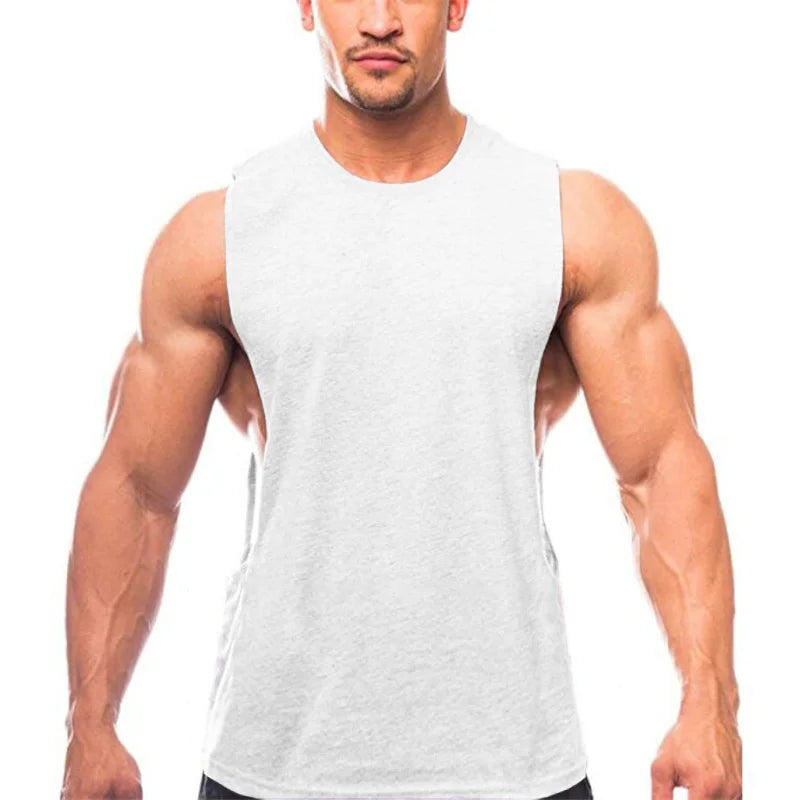 Brand Just Gym Clothing Fitness Mens Sides Cut Off T-shirts Dropped Armholes Bodybuilding Tank Tops Workout Sleeveless Vest