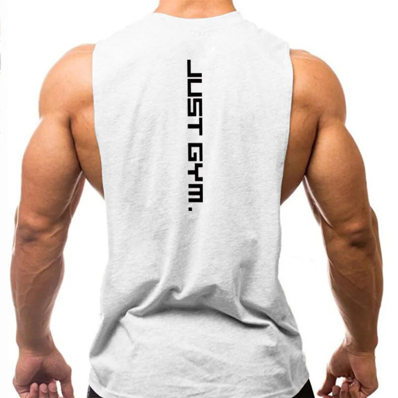 Brand Just Gym Clothing Fitness Mens Sides Cut Off T-shirts Dropped Armholes Bodybuilding Tank Tops Workout Sleeveless Vest